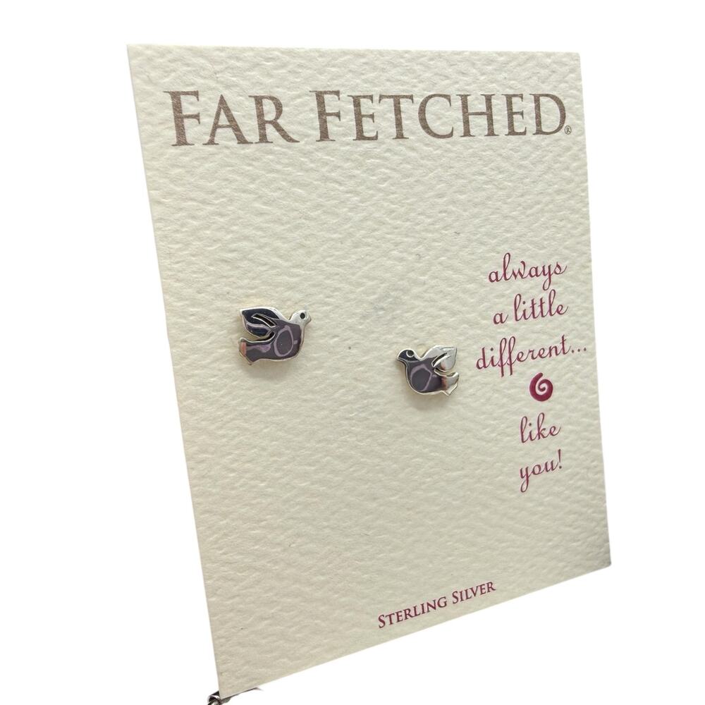 Far Fetched Dove Post Stud Earrings 925 Sterling Silver Handmade Artisan Crafted